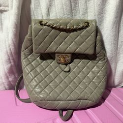 Chanel Urban Spirit Backpack Grey Lambskin With Authenticity Card RARE BAG