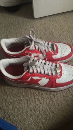 red and white bape shoes