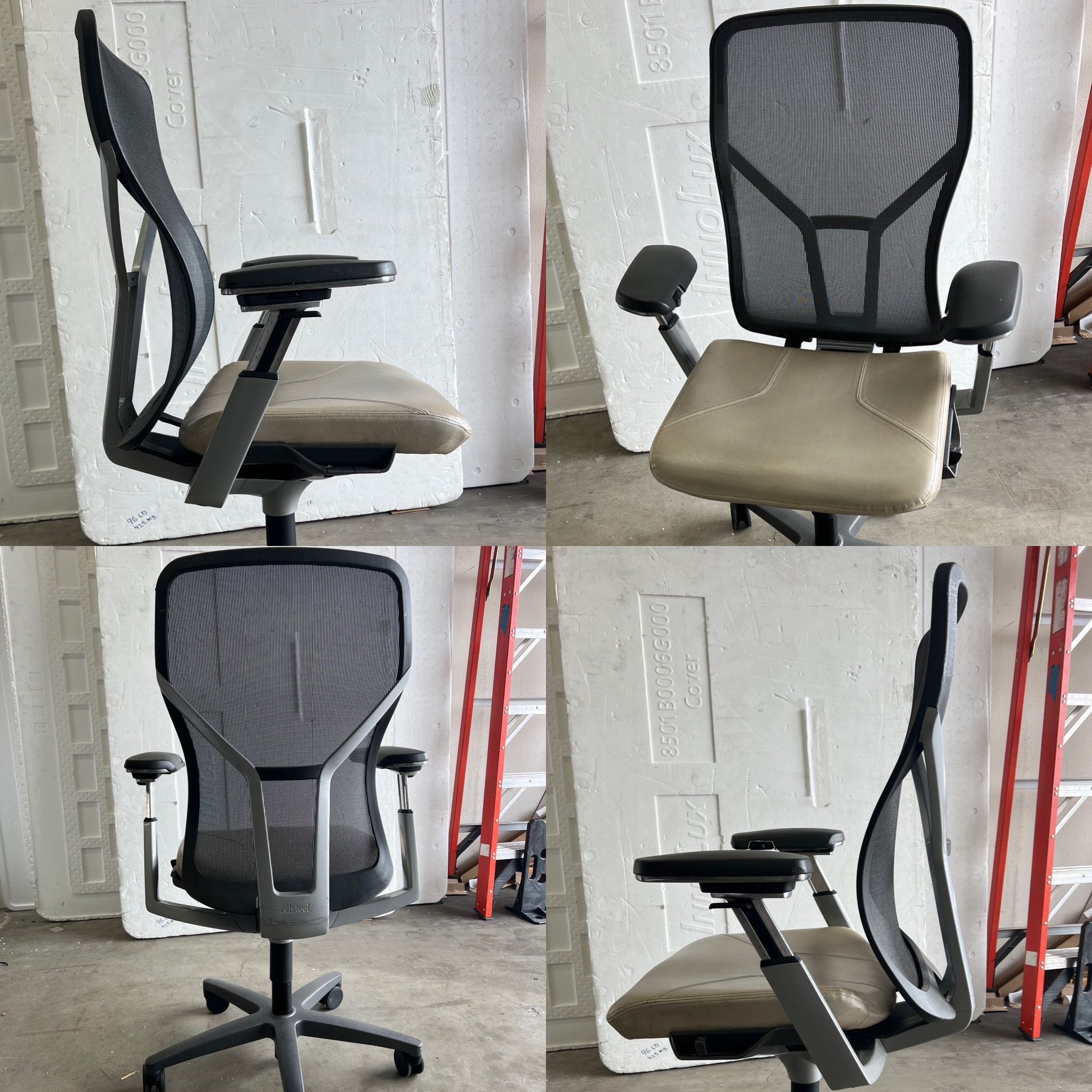Allsteel Acuity Chair, Fully Loaded, Beige Leather Seat Fully