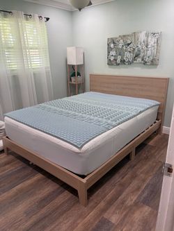 Queen Bed Frame, Headboard,  & Mattress