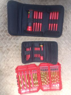 Milwaukee titanium drill bits and 1000 volt insulated micro bit set and regular bit set