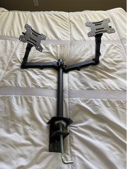 Dual Monitor Desk Mount Stand – Fits Two 13" to 27" Screens (Heavy Duty C-Clamp)