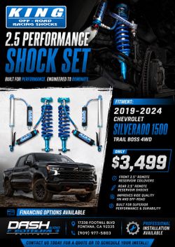 King Shocks 2.5 Performance Series Shocks Set 2019-2024 Chevrolet Silverado 1500 Trail Boss 4WD