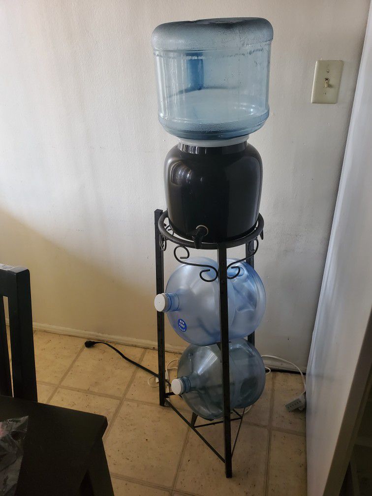 Ceramic Water Dispenser Fountain And 3 Gallon Bottles