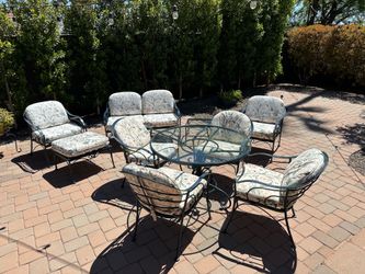 Woodard French Country Wrought Iron Patio Set - 10 Pieces - 1995