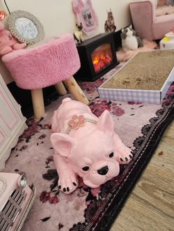 Pink doggy statue new