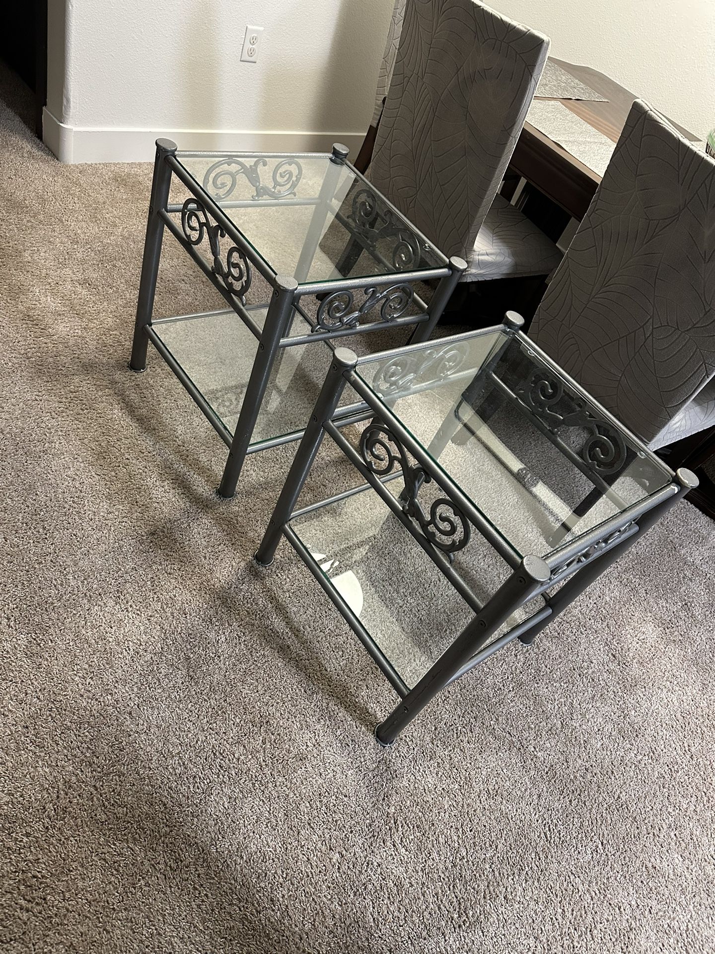 2 Glass End Tables / Night Stands