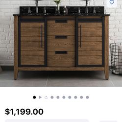 Vanity 48” Double Sink Black marble Top 