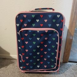 Blue and pink, heart pattern suitcase