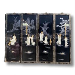 Black Lacquer/ Mother Pearl 4 Piece Hanging Wall Decor