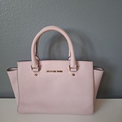 Michael Kors Pink Selma Satchel with Gold Hardware