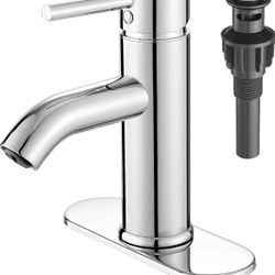 VOTON Chrome Bathroom Faucets 1 Hole, Stainless Steel Bathroom Sink Faucet
