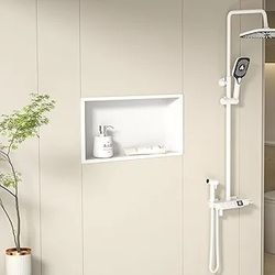 Stainless Steel Shower Niche 24" X 12" White No Tile Needed Niche Shower Recessed Wall Horizontal Niches for Bathroom Storage Over Mount Installation