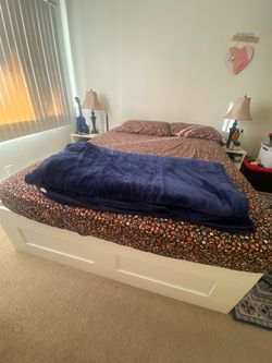 IKEA BRIMNES Queen Bed Frame with free slats  and drawers for Storage