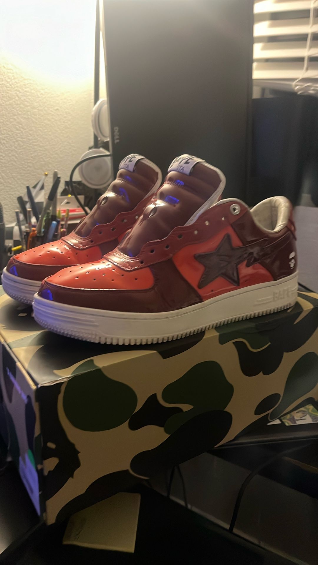 π₯ BAPE STA Patent Leather (Red/Maroon) - Size 9.5 - OG Box