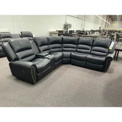 black manual reclining sectional sofa  - june sale