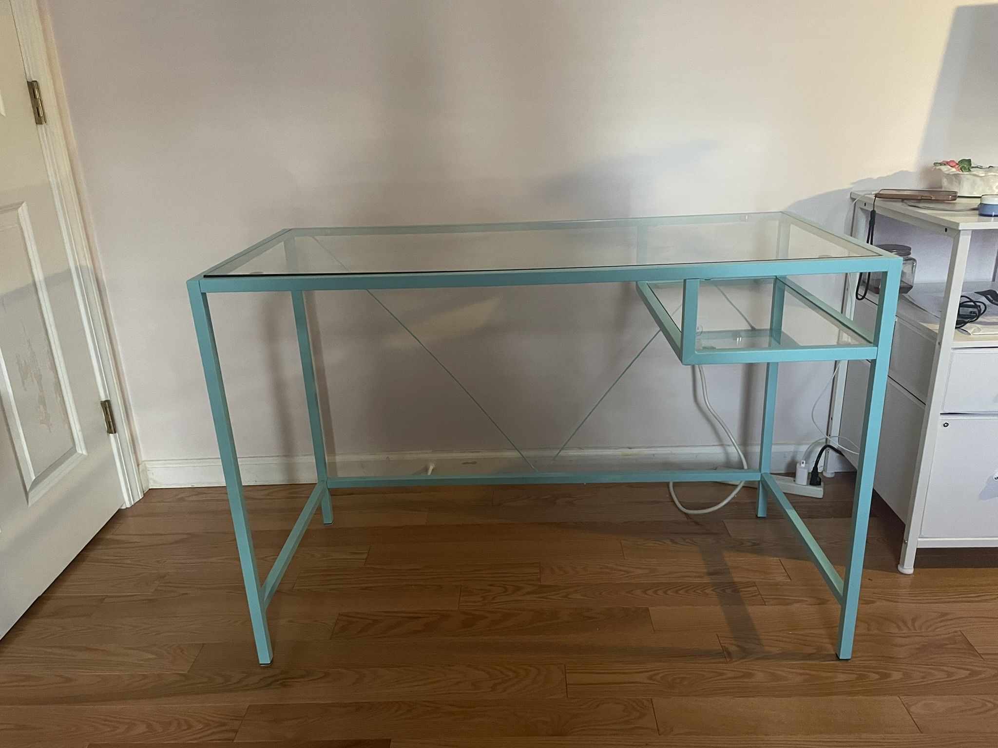 Cute teal glass desk
