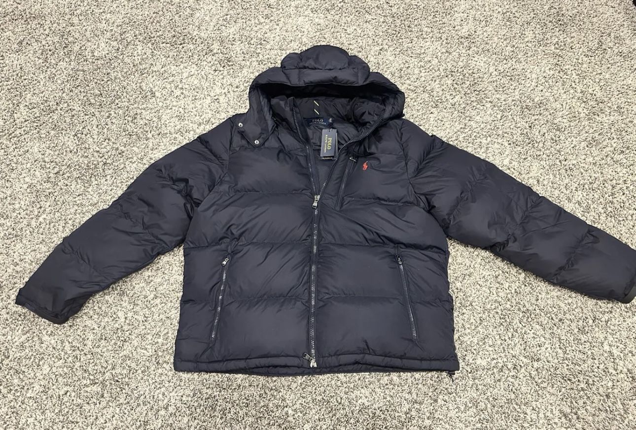 New Polo Down Puffer Jacket Navy/red Horse XXL