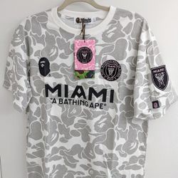 Bape x Inter Miami Grey and White Camo T-shirt