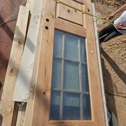 Solid Wood Door w/ Glass – Unfinished – 36” x 80”
