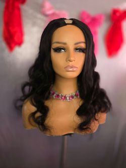 20" human hair wig body wave  new  U-part  clip in
