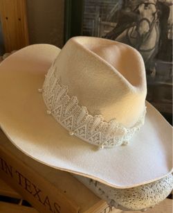 NWT SAN DIEGO HAT COMPANY Now & Forever - Women's Felt Cowboy W/ Lace & Pearls