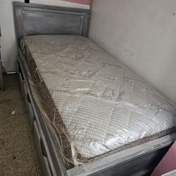 Twin Size Bed Frame With 3 Drawers