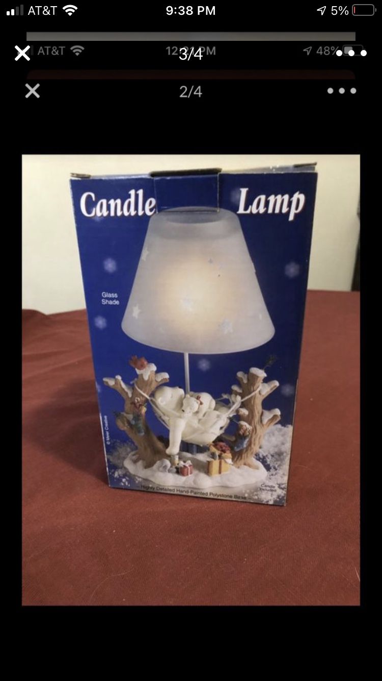 New in box polar bear candle lamp