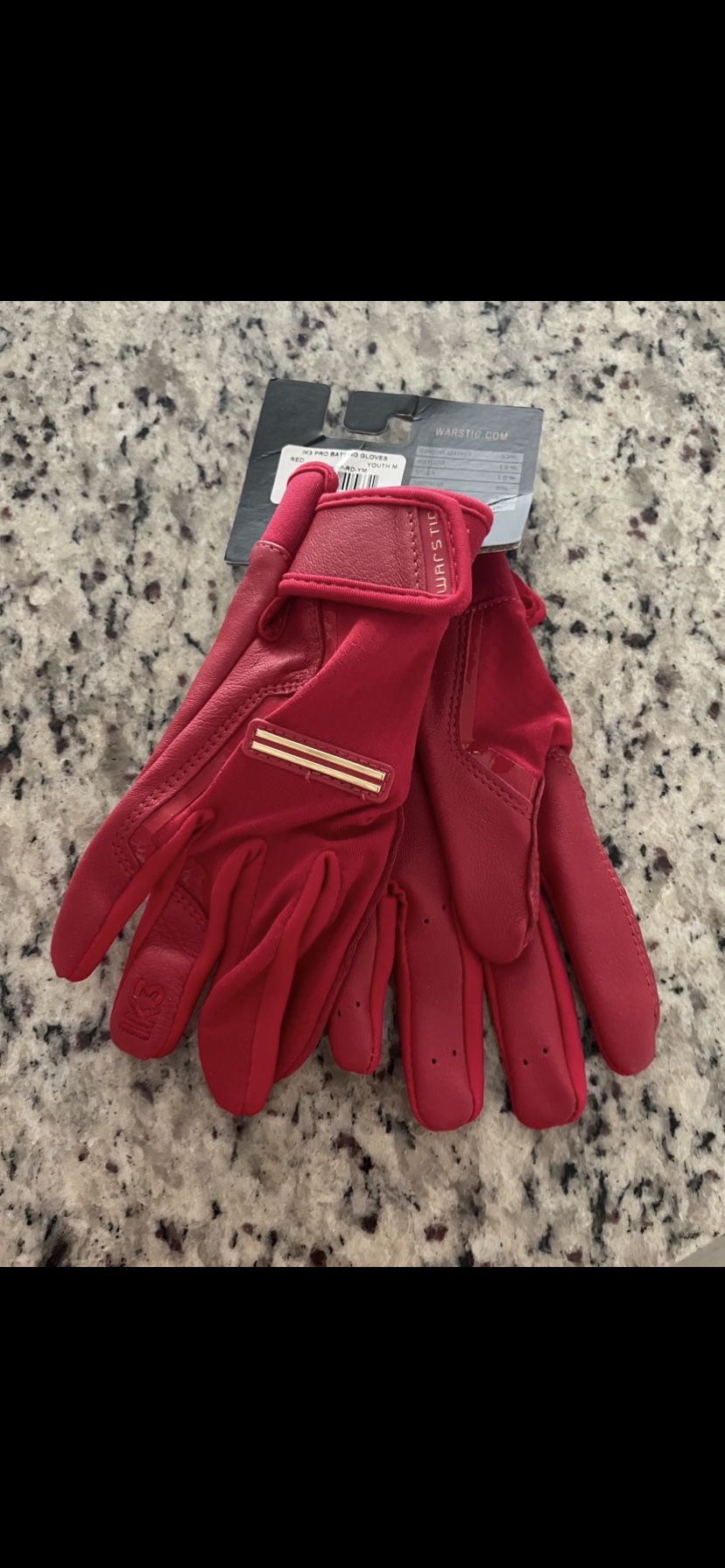 Warstic Red Batting Gloves Size Youth M