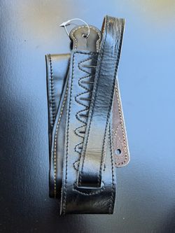 Black Padded Leather Guitar Strap