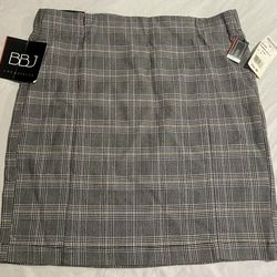 High Waist Plaid Pencil Skirt Gray Brand New 