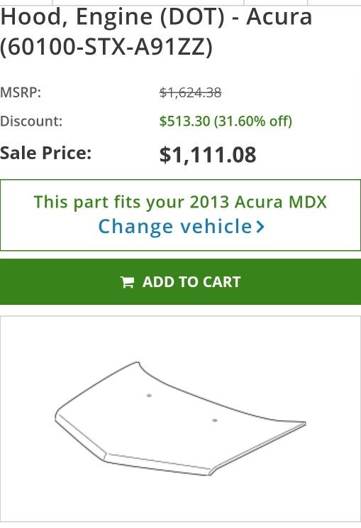 2007-2013 Acura MDX OEM Hood