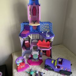 Vampirina Disney Haunted House Halloween Play Set With Family Car Hearse Haunted House Dollhouse 