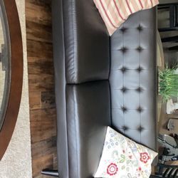 Faux Leather Couch Sits 3 (like New)