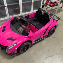 Assembled New Pink Lamborghini Ride on Car, 12V Battery Powered 4WD Lambo Kids Car w/ Remote Control