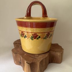 Vintage Glazed Pottery Basket By Terre E Provence Collection Home Accent