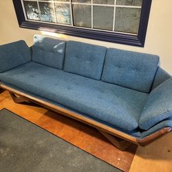Azure blue “Pearsall” mid century sofa - prestige condition