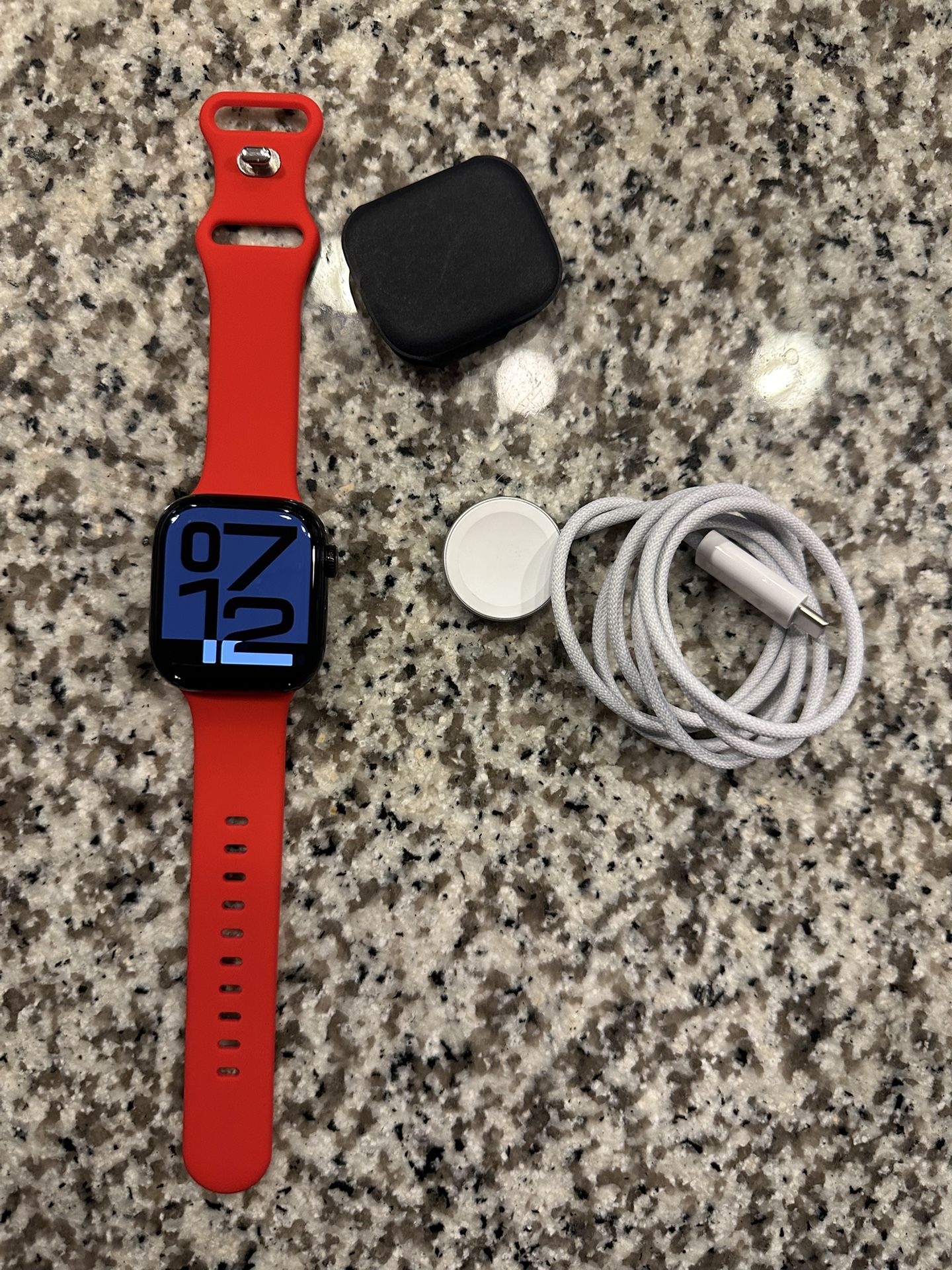 Apple Watch Series 10 GPS 42mm Black with Red (band not apple) Apple Warranty 1 Year And Charger 