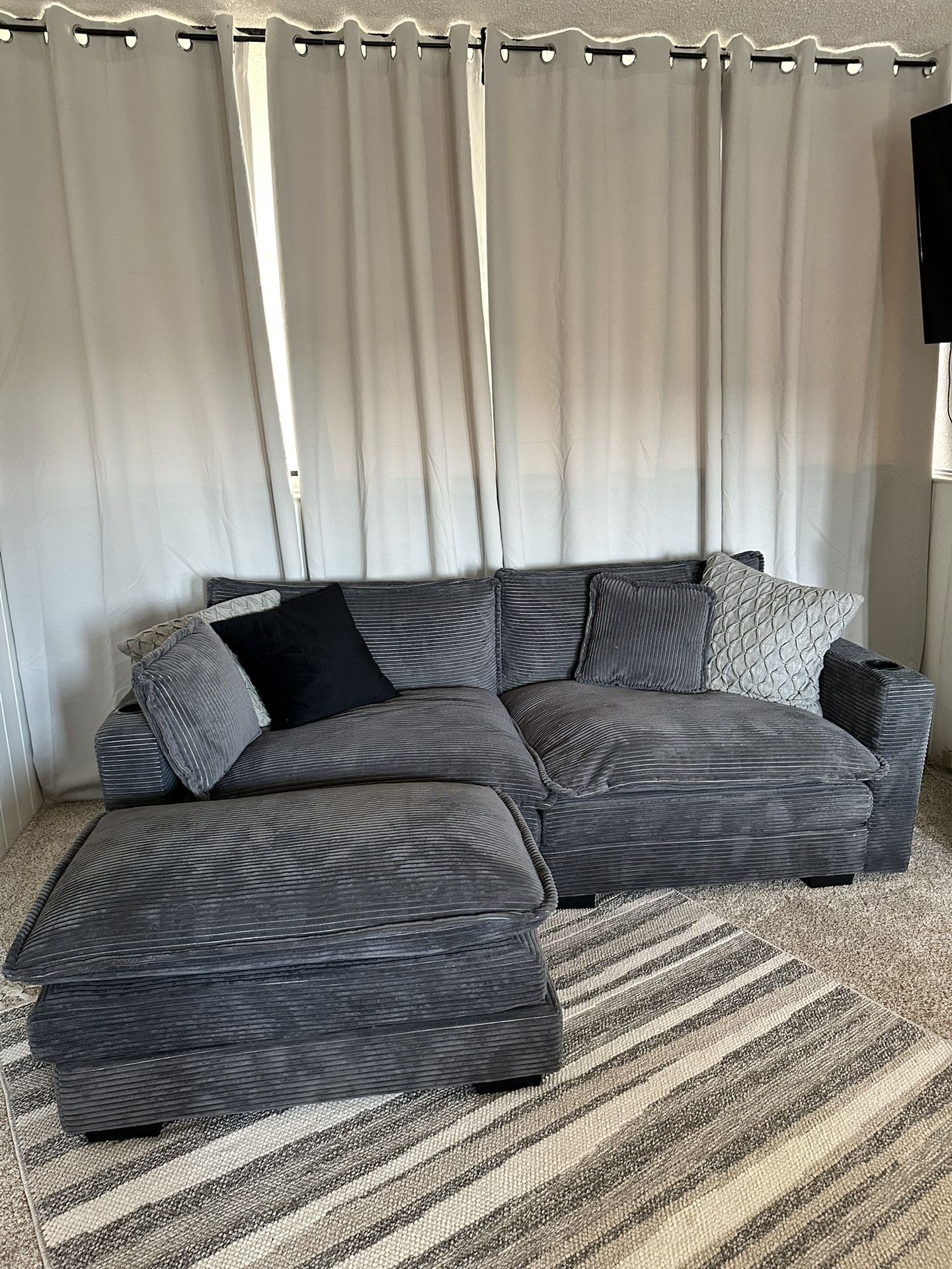 Two Seater Couch with Detachable Ottoman