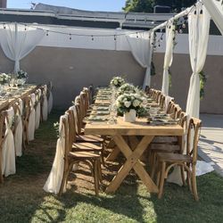 barn tables / rustic tables / crossback chairs