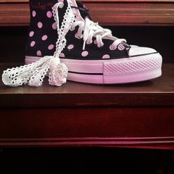 US 9 Converse Lift Platform Polka Dot Hi Canvas 