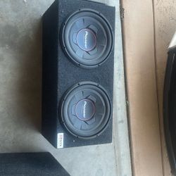 2 12” Pioneer Subwoofers With Alpine Amp