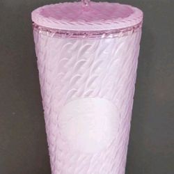 Starbucks 2024 Light Pink Chain Link Soft Touch Venti 24 oz Tumbler