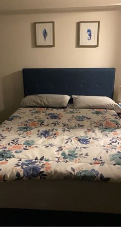 Navy Blue Upholstered Tufted Headboard