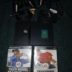 PS2 Slim W/games, controllers and accessories 