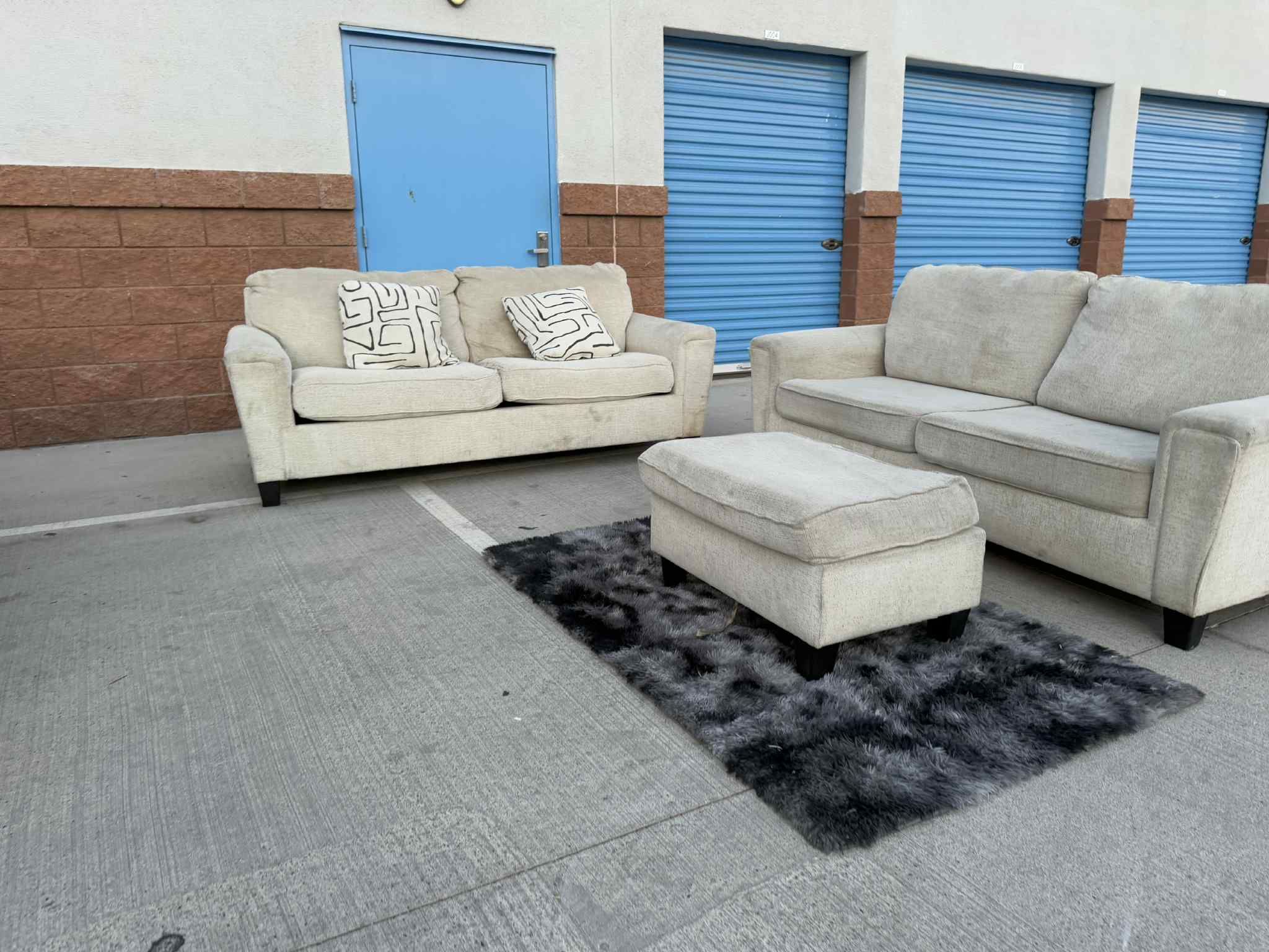 Set Couches With Ottoman Cream