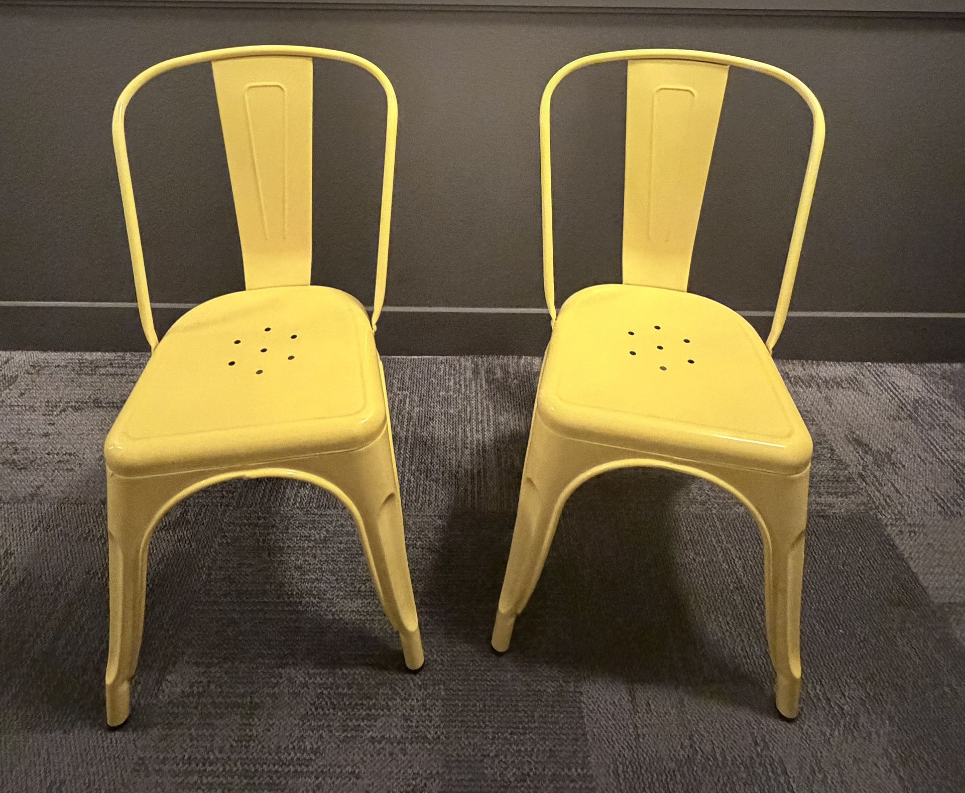 Yellow Metal Dining Chairs (set of 2)