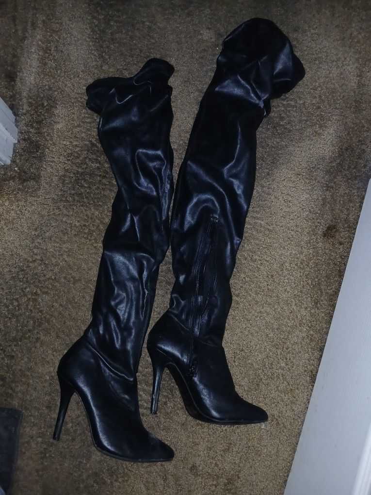 Black Thigh High Boots