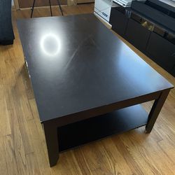 Dark Brown Coffee Table with Shelf