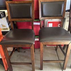 6 wooden Bar stool seat chair set brown